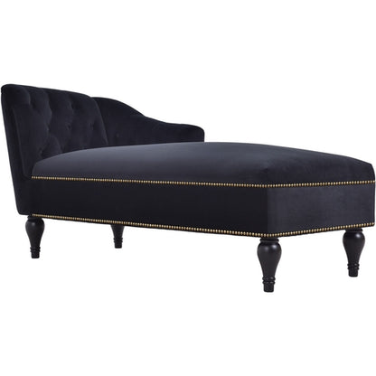 58" Velvet Chaise Lounge; Button Tufted Right Arm Facing Lounge Chair