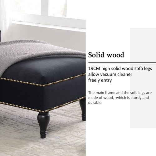 58" Velvet Chaise Lounge; Button Tufted Right Arm Facing Lounge Chair