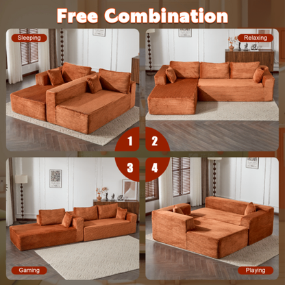 Compression Sectional Couch with Comfy Chaise, Boneless L Shape Sofa