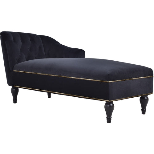 58" Velvet Chaise Lounge; Button Tufted Right Arm Facing Lounge Chair