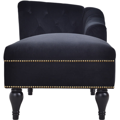 58" Velvet Chaise Lounge; Button Tufted Right Arm Facing Lounge Chair