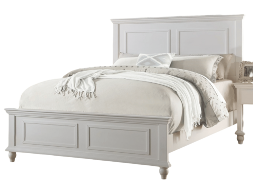 White Color Queen Size Bed Bedroom Furniture High Panel Headboard