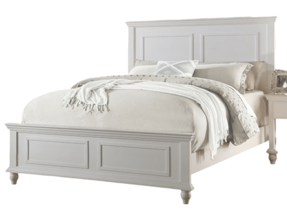 White Color Queen Size Bed Bedroom Furniture High Panel Headboard