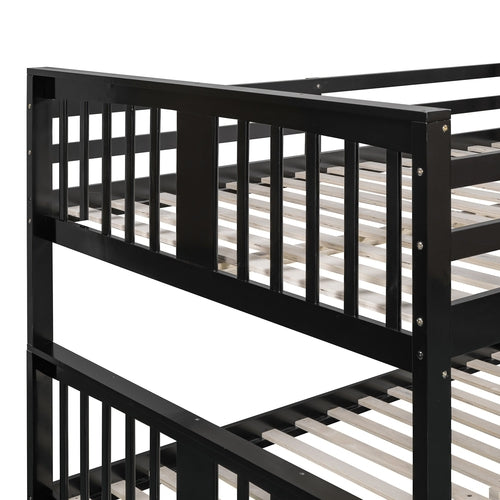 Full over Full Bunk Bed with Ladder for Bedroom, Guest Room Furniture