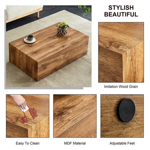 Modern Coffee Table – 39.3" Rectangular Accent Table with Textured