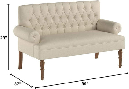 Warm Beige Loveseat Sofa Set With Tufted Back Upholstery