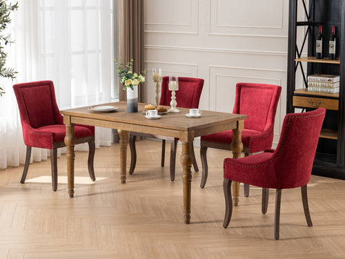 Ultra Side Dining Chair, Thickened Fabric with Solid Wood Legs and