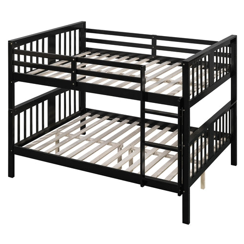 Full over Full Bunk Bed with Ladder for Bedroom, Guest Room Furniture