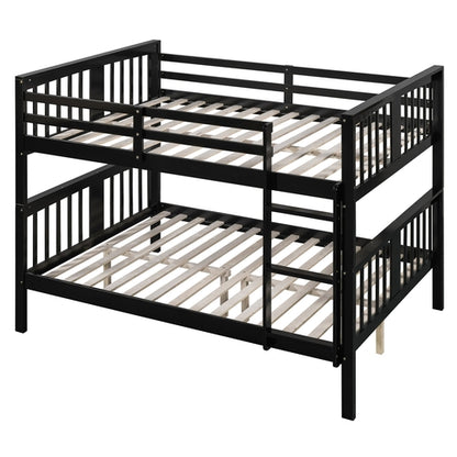 Full over Full Bunk Bed with Ladder for Bedroom, Guest Room Furniture