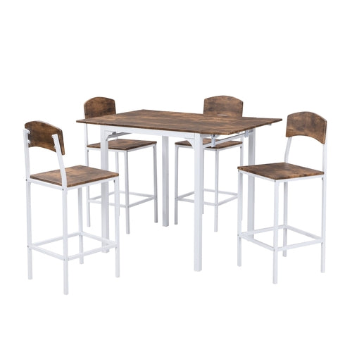 Farmhouse 5-piece Counter Height Drop Leaf Dining Table Set with