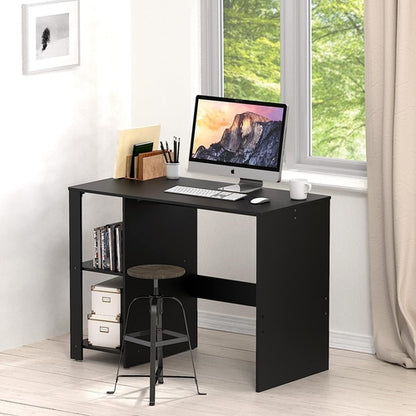 Espresso Finish Home Office Desk With Open Shelves