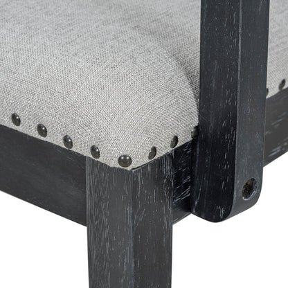 Rustic Extendable Dining Table Set with Removable Leaf, 6 Upholstered