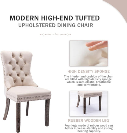 Velvet Dining Chairs Set of 6, Tufted Dining Room Chairs with Button
