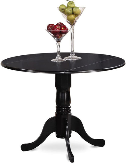 5-Piece Drop Leaf Dining Table Set Black Faux Leather