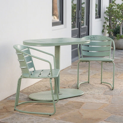 Santa Monica 3-Piece Outdoor Bistro Set – Modern Iron Patio Dining Set