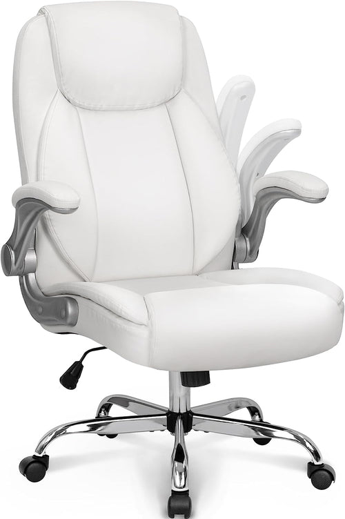 Ergonomic Office Chair PU Leather Executive Chair Padded Flip up