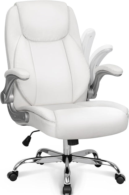 Ergonomic Office Chair PU Leather Executive Chair Padded Flip up