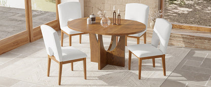 Modern 5-Piece Extendable Round Dining Table Set with 16.2inch