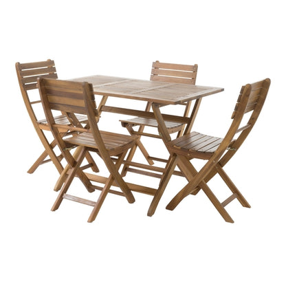 5-Piece Acacia Wood Foldable Outdoor Patio Dining Set