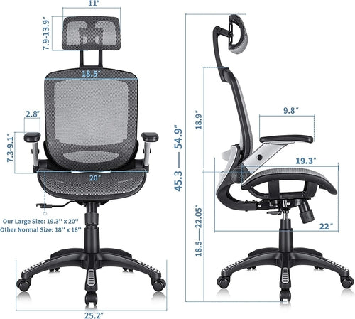 Ergonomic Adjustable High Back Mesh Office Chair Grey
