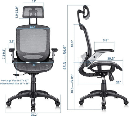 Ergonomic Adjustable High Back Mesh Office Chair Grey