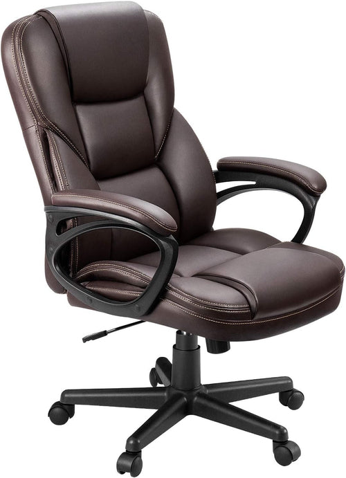 Executive Office Chair With Lumbar Support Brown PU Leather