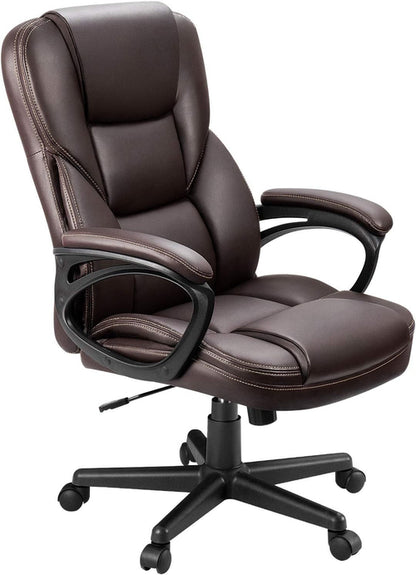 Executive Office Chair With Lumbar Support Brown PU Leather