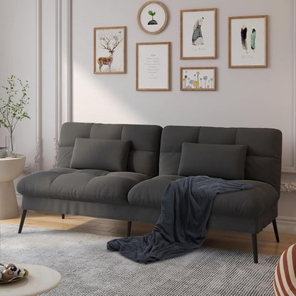 68 Inch Convertible Futon Sofa Bed With Adjustable Backrest
