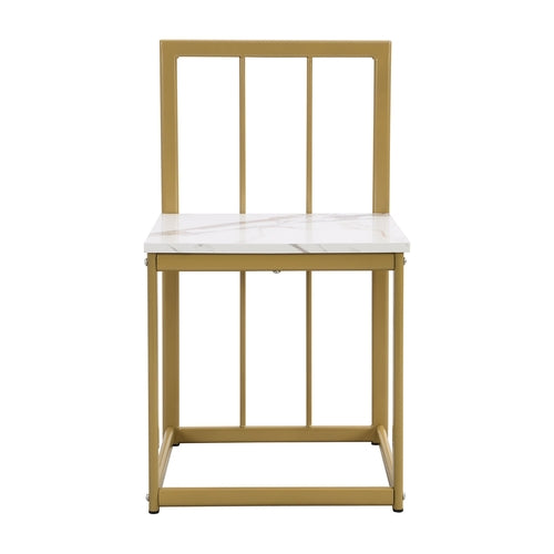 Modern 7-Piece Dining Table Set with Faux Marble Compact 55Inch