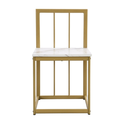 Modern 7-Piece Dining Table Set with Faux Marble Compact 55Inch