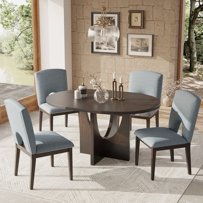 Modern 5-Piece Extendable Round Dining Table Set with 16.2inch