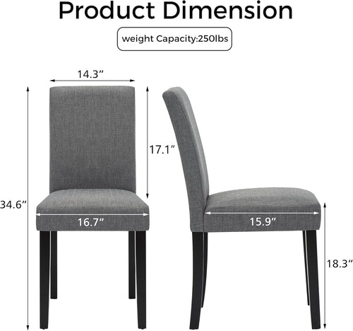 Gray Modern Fabric Upholstered Dining Chairs Set Of 4