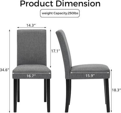 Gray Modern Fabric Upholstered Dining Chairs Set Of 4