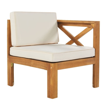Outdoor Backyard Patio Wood 5-Piece Sectional Sofa Seating Group Set