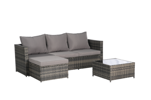 2 Piece Outdoor L-Shaped Wicker Patio Set – Sectional Sofa with