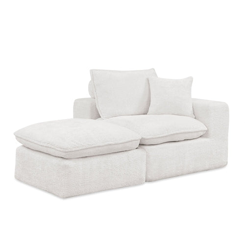 Modern Boucle L-Shaped Sectional Sofa with Two Moveable Ottomans,
