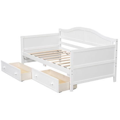 Twin Wooden Daybed with 2 drawers, Sofa Bed for Bedroom Living Room,No