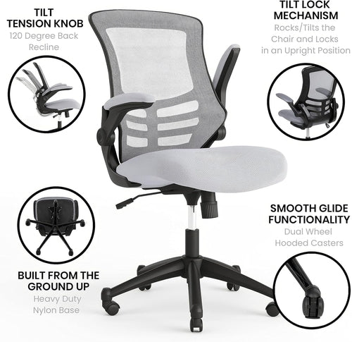 Kelista Dark Gray Mesh Mid Back Office Chair For Desk