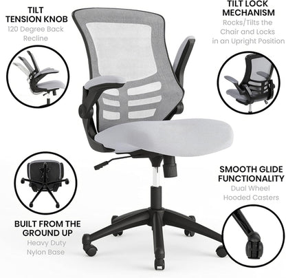 Kelista Dark Gray Mesh Mid Back Office Chair For Desk