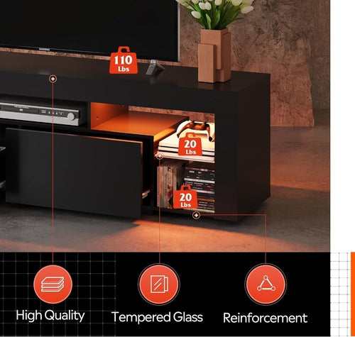 63 Inch TV Stand, LED Entertainment Center for 60 to 70 Inch TV,