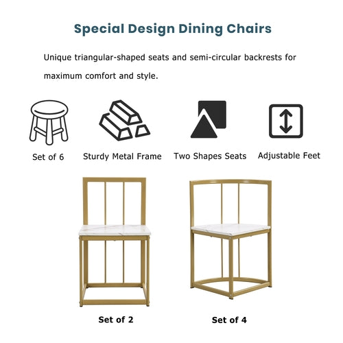 Modern 7-Piece Dining Table Set with Faux Marble Compact 55Inch