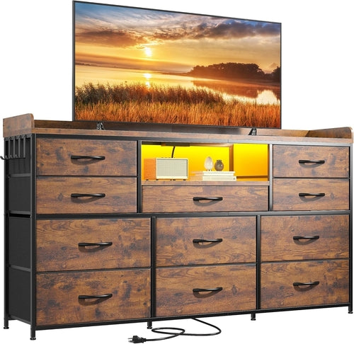 Dresser TV Stand 60 Inch Wide With 11 Drawers Unit