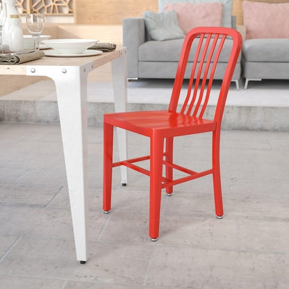 Commercial Grade Red Metal Indoor Outdoor Chair For Dining
