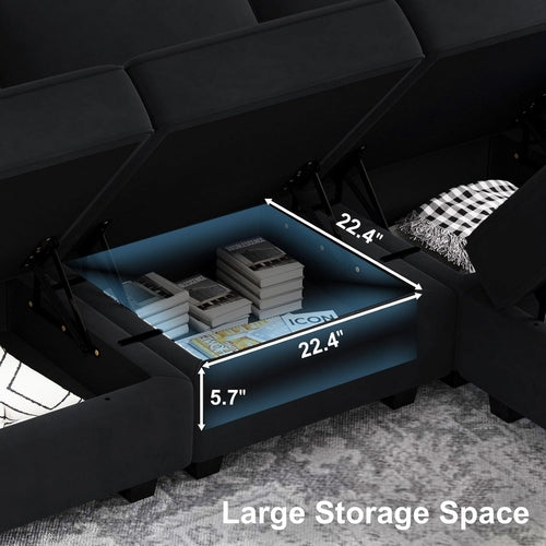 Modular Velvet Sectional Sofa With Chaise For Living Room
