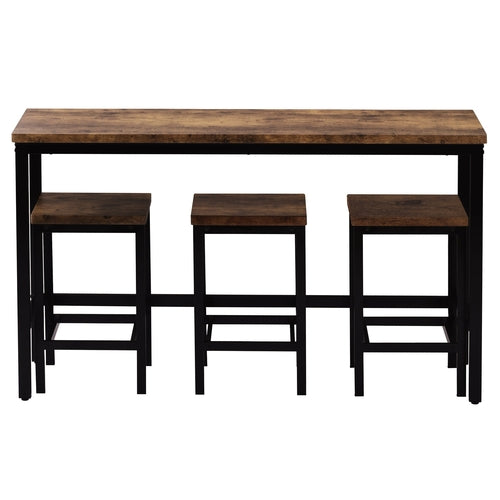 Counter Height Extra Long Dining Table Set with 3 Stools Pub Kitchen