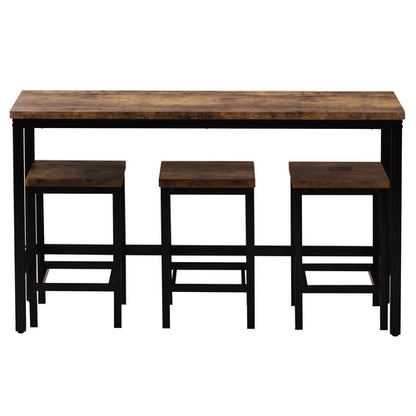 Counter Height Extra Long Dining Table Set with 3 Stools Pub Kitchen
