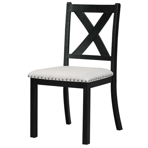 Farmhouse 82inch 6-Piece Extendable Dining Table with Footrest, 4