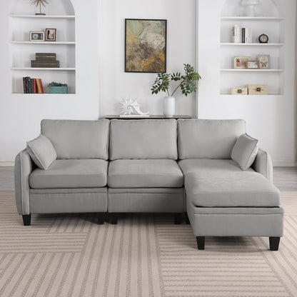 85 Inch GRAY Chenille Modular Sectional Sofa,  L-Shaped Cloud Couch