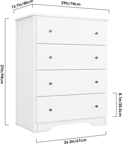 White Dresser With Four Drawers Modern Bedroom Storage