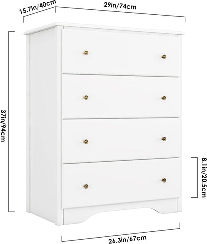 White Dresser With Four Drawers Modern Bedroom Storage